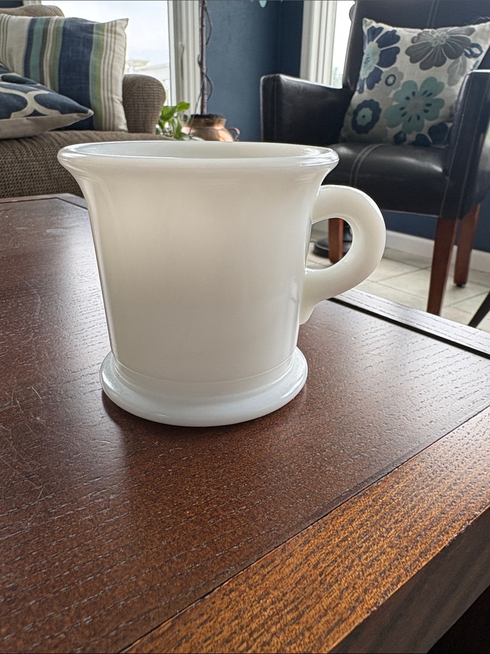 Hazel-Atlas milk glass shaving mug